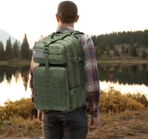 LIMHOO Tactical Military Backpack, Bug Out Bag 45L Large Capacity, 3 Day Assault Army Rucksack with USA Flag Patch (Acu Camo) in Saudi Arabia