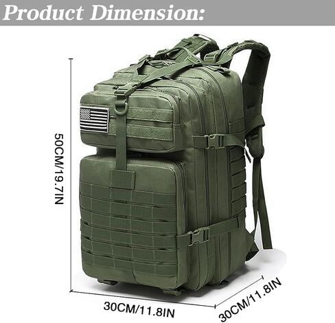 LIMHOO Tactical Military Backpack, Bug Out Bag 45L Large Capacity, 3 Day Assault Army Rucksack with USA Flag Patch (Acu Camo) in Saudi Arabia
