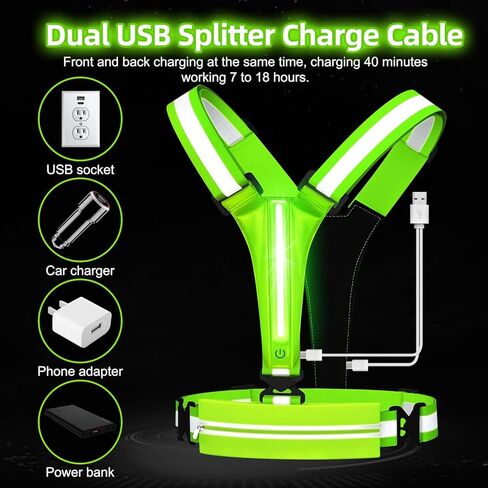 JZ LED سترة عاكسة للجري، سترة عاكسة للمشي في الليل، رؤية عالية للجري أثناء الليل، قابلة لإعادة الشحن، سترة ركض مضيئة مع حزام للذراع للعدائين والمشاة للرجال in Kuwait