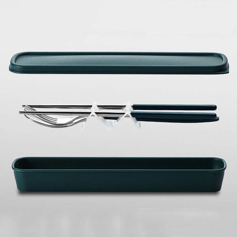 مجموعة أدوات مائدة من الفولاذ المقاوم للصدأ، ملعقة قابلة لإعادة الاستخدام، شوكة، أدوات مائدة محمولة، أدوات مائدة على الطراز الكوري، شوكة ملعقة، مع حقيبة للتخييم، نزهة، غداء المكتب، فضي أخضر داكن in Kuwait