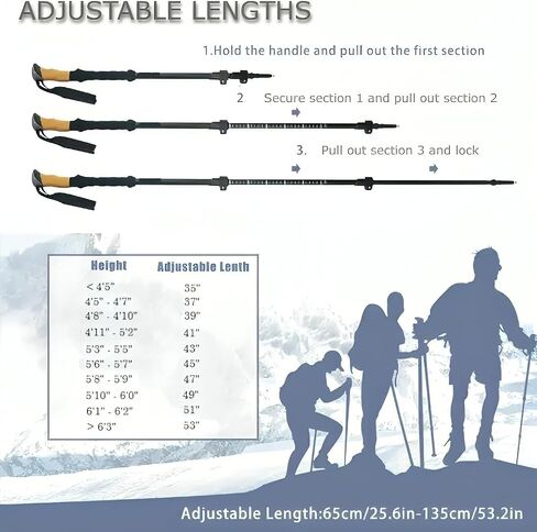 Ultralight Telescopic Trekking Poles | Walking Sticks | Natural Cork Grips | Quick Lock | Nylon Storage Bag Included in Saudi Arabia