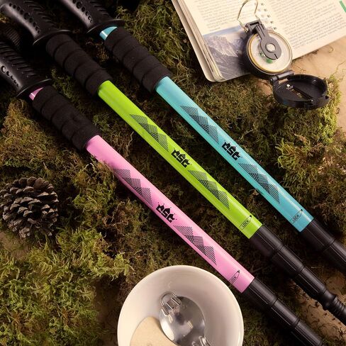 عبوتان من عصا الرحلات وطاقم المشي للسيدات | ألومنيوم قوي وخفيف الوزن | تصغير الطول 53 بوصة ينهار إلى 23 بوصة | جميع التضاريس: طرف معول ثلج من الكربونيت قابل للتبديل، طرف مطاطي، غطاء ثلجي (أزرق مخضر) in Kuwait