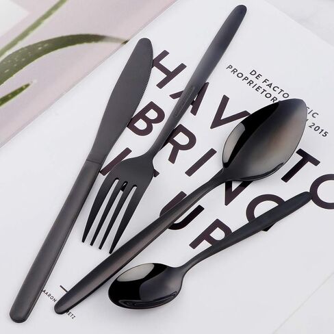 BuyGo 4-Piece Black Silverware Flatware Set, Stainless Steel Portable Camping Travel Cutlery Set, Service for 1 in Saudi Arabia