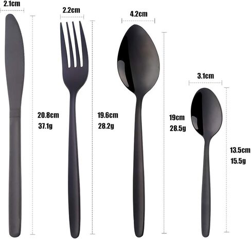 BuyGo 4-Piece Black Silverware Flatware Set, Stainless Steel Portable Camping Travel Cutlery Set, Service for 1 in Saudi Arabia
