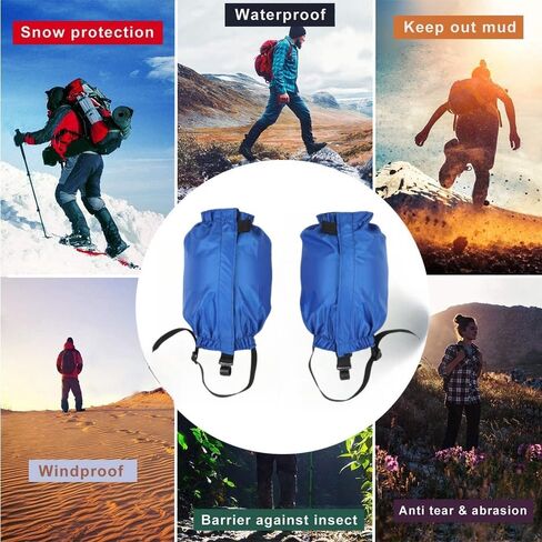 Waterproof Hiking Gaiters,Snow Boot Gaiters with Rubber Foot Strap,Lightweight and Adjustable,for Men and Women Hiking,Skiing,Mountaineering,Walking,etc. in Kuwait