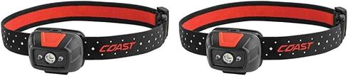 Coast® FL19 365 Lumen Dual Color (White & Red) LED Headlamp, Batteries & Hard Hat Clips Included, Black in Saudi Arabia
