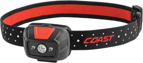 Coast® FL19 365 Lumen Dual Color (White & Red) LED Headlamp, Batteries & Hard Hat Clips Included, Black in Saudi Arabia