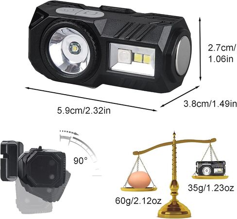 Headlamp, Rechargeable Motion Sensor Cap Visor Light - 300 Lumens LED Clip on Hat Light - Rotatable Clip Flashlight for Cycling Fishing Hunting Running Camping Reading (Black-1pc) in Saudi Arabia