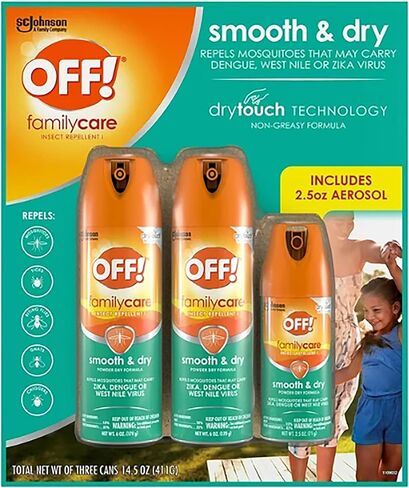 عن! بخاخ طارد للحشرات ناعم وجاف من فاميلي كير، تركيبة مسحوق جاف، رذاذ الحشرات مع حماية طويلة الأمد من البعوض (2) 6 أونصة و(1) 2.5 أونصة in Kuwait