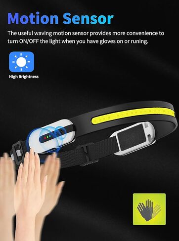 DARKBEAM Rechargeable Headlamp Bright for Running, LED 230 Wide Beam Floodlight Headlight with Motion Sensor & Phone/Music Connection, Lightweight Head Lamp for Camping, Jogging in Saudi Arabia