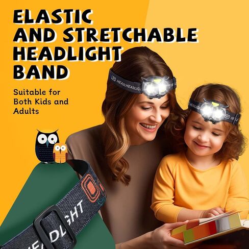 LED Headlamp, 2Pack COB Flashlight Headlamp for Adults, Battery Powered Lightweight Headlight - Ideal Gift for Camping, Birthday, Halloween, Christmas, New Year in Saudi Arabia