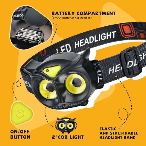 LED Headlamp, 2Pack COB Flashlight Headlamp for Adults, Battery Powered Lightweight Headlight - Ideal Gift for Camping, Birthday, Halloween, Christmas, New Year in Saudi Arabia