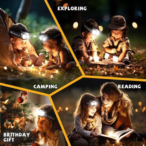 LED Headlamp, 2Pack COB Flashlight Headlamp for Adults, Battery Powered Lightweight Headlight - Ideal Gift for Camping, Birthday, Halloween, Christmas, New Year in Saudi Arabia