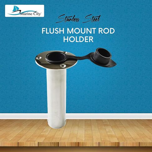 MARINE CITY Heavy Duty Stainless Steel Flush Mount Rod Holder and PVC Liner with Cap 90 Degree for Marines – Boats – Yachts – Kayaks (Pack of 1) in Saudi Arabia