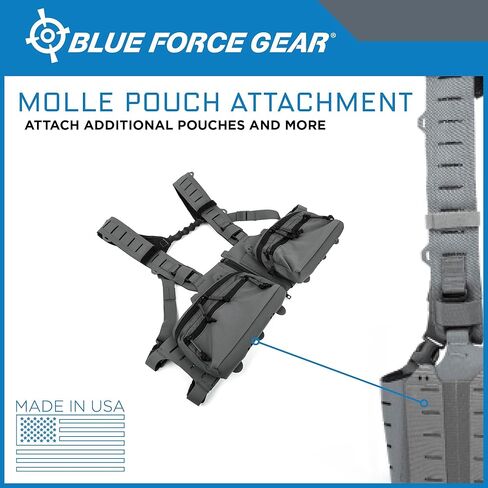 جهاز الصدر Blue Force Gear ذو السرعات العشرة SR25 - رمادي ذئب - سترة MOLLE، حزمة الصدر، من الدرجة العسكرية - جوانب 2 × 5 بوصات، وأكياس ماج 1 × 6 بوصات in Kuwait