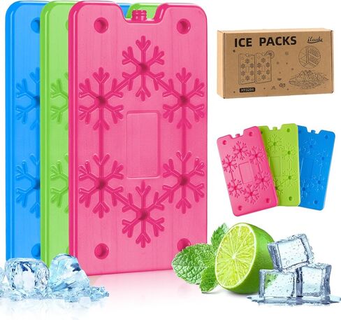 Ice Packs for Lunch Boxes, 1Plusselect 3 Pack Reusable Slim Ice Packs for Cooler - 6.3" x 0.6" x 3.9" (each), Quick Freeze and Space Saving Freezer Lunch Ice Packs for Camping and Fishing in Kuwait