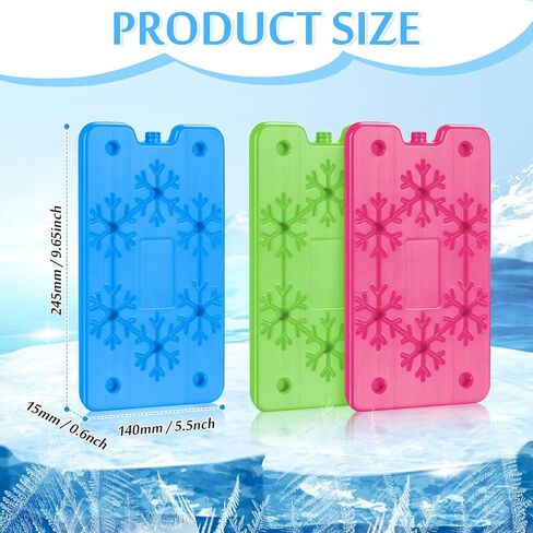 Ice Packs for Lunch Boxes, 1Plusselect 3 Pack Reusable Slim Ice Packs for Cooler - 6.3" x 0.6" x 3.9" (each), Quick Freeze and Space Saving Freezer Lunch Ice Packs for Camping and Fishing in Kuwait