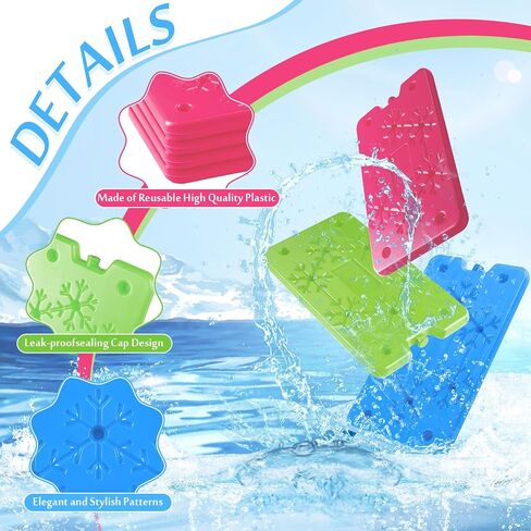 Ice Packs for Lunch Boxes, 1Plusselect 3 Pack Reusable Slim Ice Packs for Cooler - 6.3" x 0.6" x 3.9" (each), Quick Freeze and Space Saving Freezer Lunch Ice Packs for Camping and Fishing in Kuwait