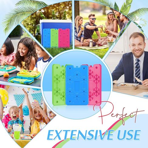 Ice Packs for Lunch Boxes, 1Plusselect 3 Pack Reusable Slim Ice Packs for Cooler - 6.3" x 0.6" x 3.9" (each), Quick Freeze and Space Saving Freezer Lunch Ice Packs for Camping and Fishing in Kuwait