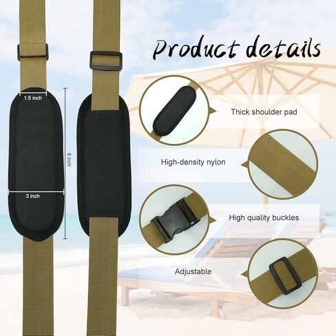 4 عبوات من أحزمة الحمل - أحزمة كرسي الشاطئ القابلة للطي - أحزمة حمل كرسي الكتف - حزام حمل بديل قابل للتعديل لحقائب الظهر والشواطئ والنزهات الصيفية وملحقات التخييم في الهواء الطلق (4 ألوان) in Kuwait