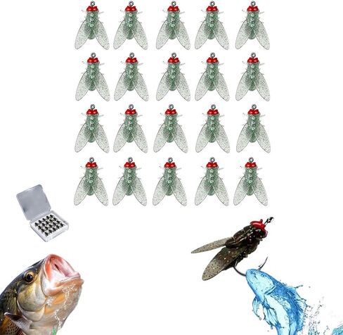 20Pcs Bionic Fly Fishing Bait, 2024 New Fly Hook Soft Bait Add Fish Attractant Fishing Gear, Silicone Artificial Fishing Lure with Sharpened Hook in Saudi Arabia