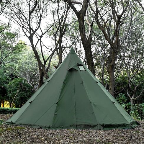 Hot Tent with Stove Jack and Snow Skirt, 6.89~8.53ft Standing Room, 2~5 Person, Tipi Tent for Family Hiking, Fishing, Hunting, Backpacking Camping in Kuwait