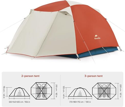 Naturehike Camping Tent, 2/3 Person Double Layer, Instant Easy Setup, Waterproof PU2000mm, 54 MPH Wind Resistance, UPF 50+, Outdoor Tent for Camping, Festivals, Backyard, Sleepovers in Saudi Arabia