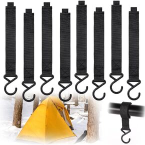 8pcs Ice Fishing Coat Hooks, Ice Fishing Shelter Coat Hooks Ice Fishing Shelter Accessories Hanging Storage for Ice Fishing Tents Outdoor Camping Hunting Accessories, Black