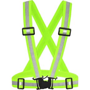 Womens Mens Reflective Running Vest Lightweight Adjustable, Highly Visible Safety Night Running Vest Elastic Straps for Run, Jogging, Night Ride, Dog Walking