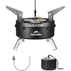Naturehike Camping Gas Stove for IGT Table, Portable Isobutane Stove with Storage Bag & Foldable Brackets, 3 Burners Camp Stove for Outdoor Car Camping Cooking Tailgating