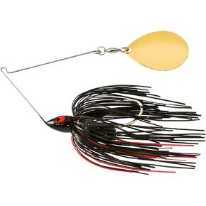 War Eagle Custom Lures Night Time Painted Head Single Colorado Spinnerbait Black Red Skirt 3/4 oz.