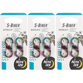 Nite Ize S-Biner MicroLock Stainless Steel - Spectrum - 6 Count (3 Pack)