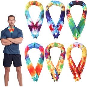 6pcs Cooling Neck Wraps, Neck Keep Cooler Bandana with Button Ice Pack Cool Headband Scarf Wrap Cloth for Hot Weather
