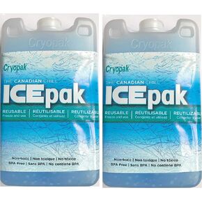 Cryopak Clear Hard Shell Ice Packs - Set of 2 - Perfect Ice Packs for School Lunch Boxes and Coolers - GREAT VALUE!