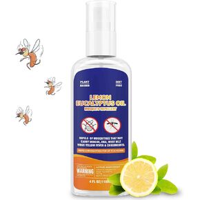 Mosquito Repellent Spray 4 Fl Oz Lemon Eucalyptus Essential Oil for Body Skin, DEET Free Bug Spray Travel Size Natural Insect Repellent Against Mosquito Tick Gnat Fly for Indoor Outdoor Patio-1 Pack