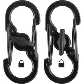 2 Pack MicroLock Stainless Steel with Locking Dual Sided Gates Keep Keys Secure with Carabiner Key Holder Black in Kuwait