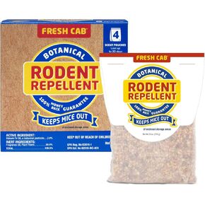 Fresh Cab Rodent Repellent; Quickly Repelling Pests from Treated Areas; Preventing Re-Infestation for up To 3 Months; Safe for Children, Pets and the Environment; Non-Toxic; 8-Scent Pouches