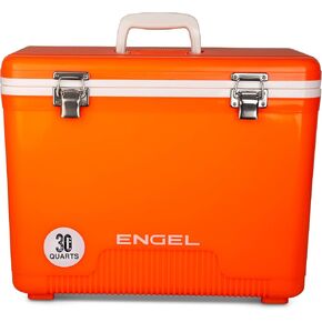 Engel UC30 30qt Leak-Proof, Air Tight, Drybox Cooler and Hard Shell Lunchbox for Men and Women in Orange High-Visibility