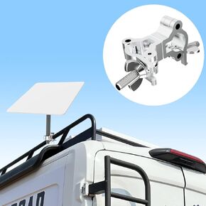RV Starlink Mount, Starlink Mounting kit. 360° Rotation Adjustable Starlink Mounts, Roof Rack 200 lbs Capacity use for 1.3-1.7" Round Poles & Square Pole for Roof, SUV, Outdoor (Double Clamp Type)