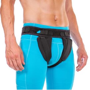 BraceAbility Inguinal Hernia Belt - Supportive Groin Truss With Removable Left and Right Compression Pads For Pre or Post-Surgical Scrotal, Femoral, Single and Double Hernias in Men and Women (XL)