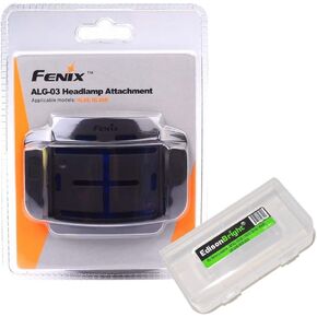 Fenix ALG-03 headlamp helmet mount with EdisonBright Battery Case for HL55 & HL60R
