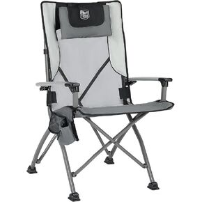 TIMBER RIDGE Aluminum Collapsible High Back Chair with Organizer Cup Holder Headrest Heavy Duty 300 lbs for Adults, Ideal for Outdoor Beach Fishing Lawn, Brown