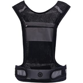 LED Safety Reflective Vest, USB Rechargeable Running Reflector Gear with Storage Pocket, Adjustable Vest