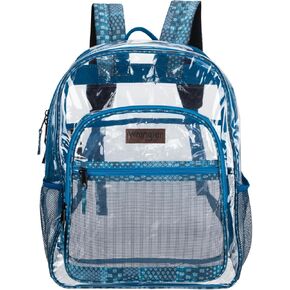 Wrangler Clear Water Resistant Backpack for Girls - Durable Plastic See Thru Bag for Casual Use, Stadiums, Concerts, School (Clear Tan)