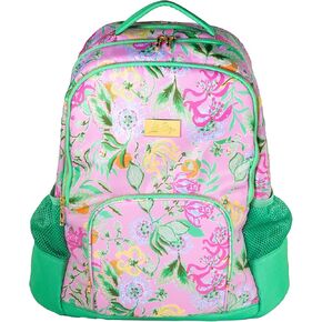 Lilly Pulitzer Large Backpack with Pockets, Adjustable Strap, and Handle, Large Bookbag for Work and Travel, Via Amore Spritzer