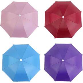 4 Pack Umbrella Hat, Sports Head Umbrella Hats for Adult Kids Women, 21" Diameter Folding Waterproof Rainbow Fishing Headwear for Outdoor Party Beach Hiking