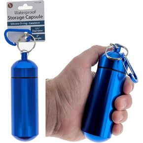SE 5-Inch Large Waterproof Aluminum Storage Container + Carabiner - Outdoor Survival Gear -PH512