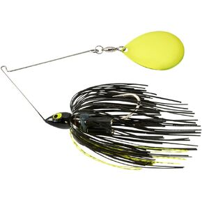 War Eagle Custom Lures Night Time Painted Head Single Colorado Spinnerbait Black Chartreuse Skirt 3/4 oz.