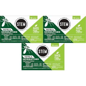 Stem Repels Mosquitoes: Mosquito Repellent Wipes with Botanical Extracts, 30 Count