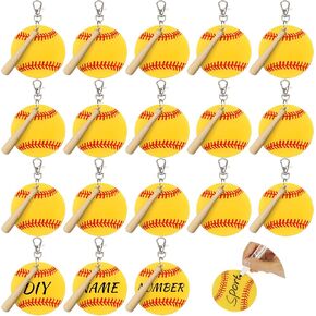 AUHOKY 18Sets 56Pcs Baseball Softball Acrylic Keychain Blanks Kit for DIY Sports Party Favor with 2 Pen